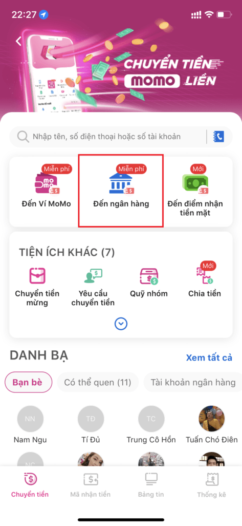 Hướng dẫn cách chuyển tiền sang tài khoản ngân hàng từ Momo