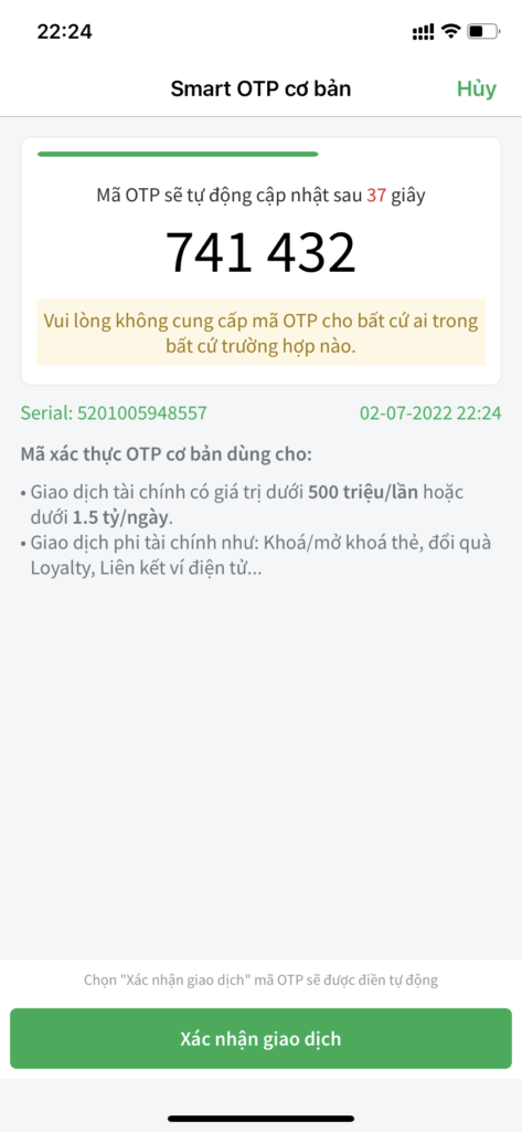 mã otp ngân hàng vpbank