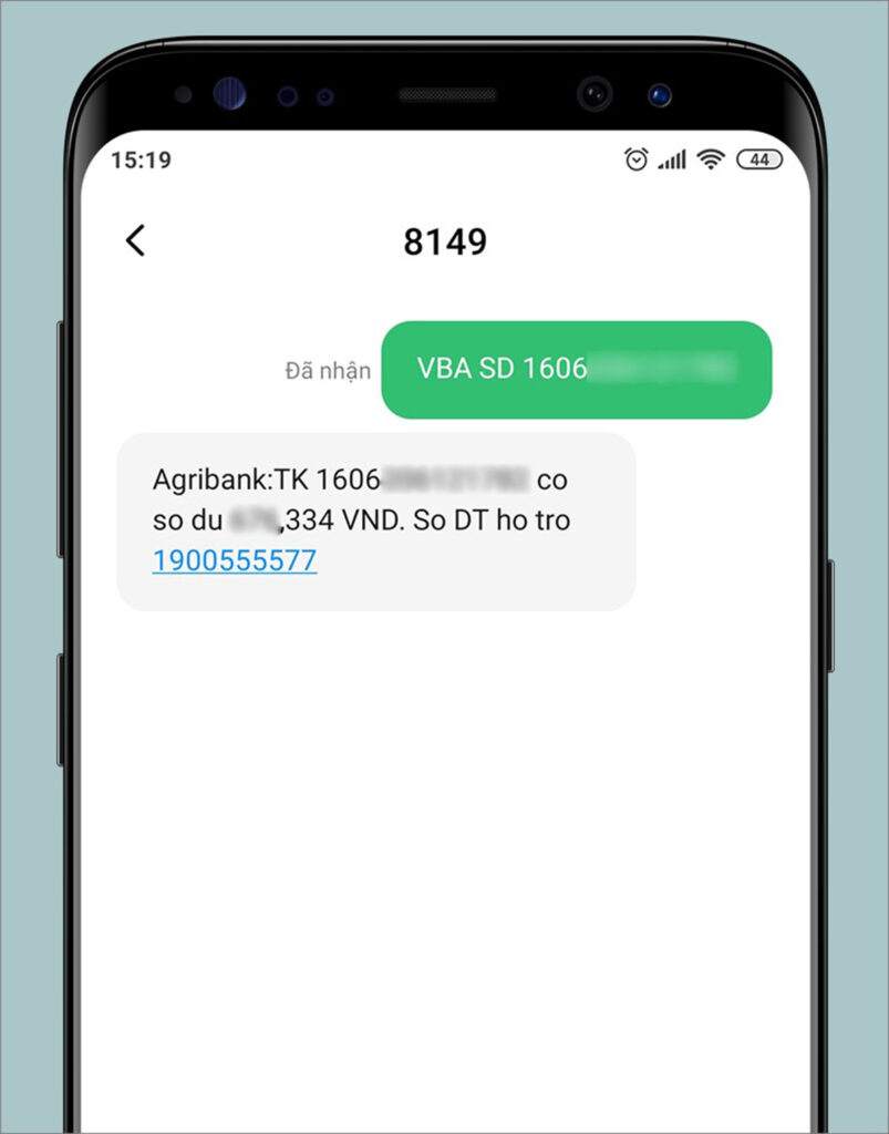 Tra cứu số tài khoản ngân hàng Agribank từ sms banking