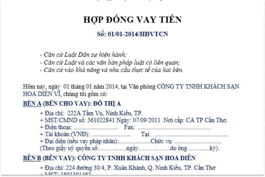 Có bắt buộc phải làm hợp đồng vay tài sản khi cho vay?