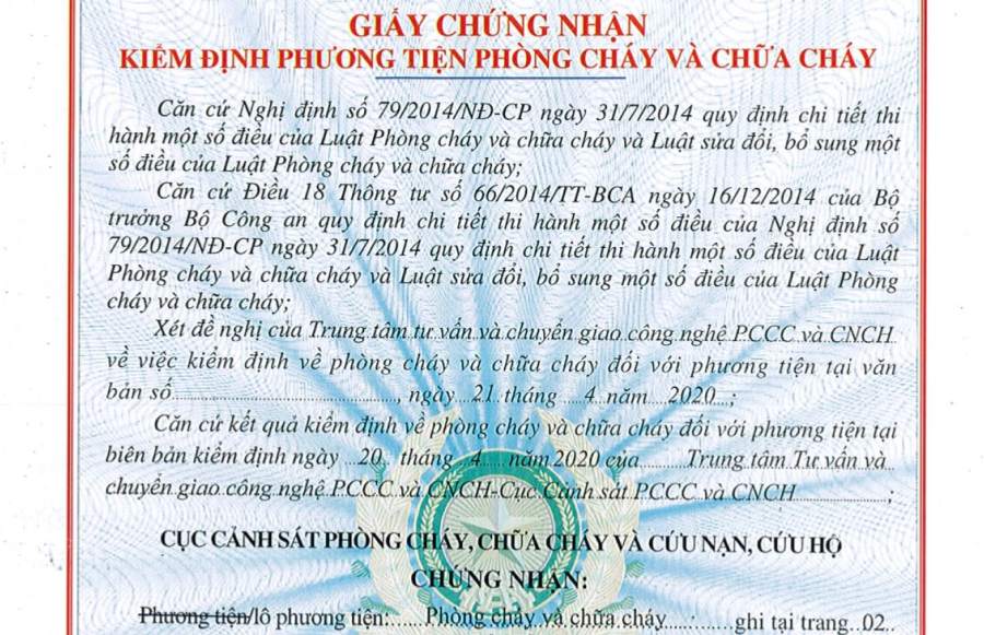 Giấy phép chứng nhận phòng cháy chữa cháy cho cơ sở cầm đồ