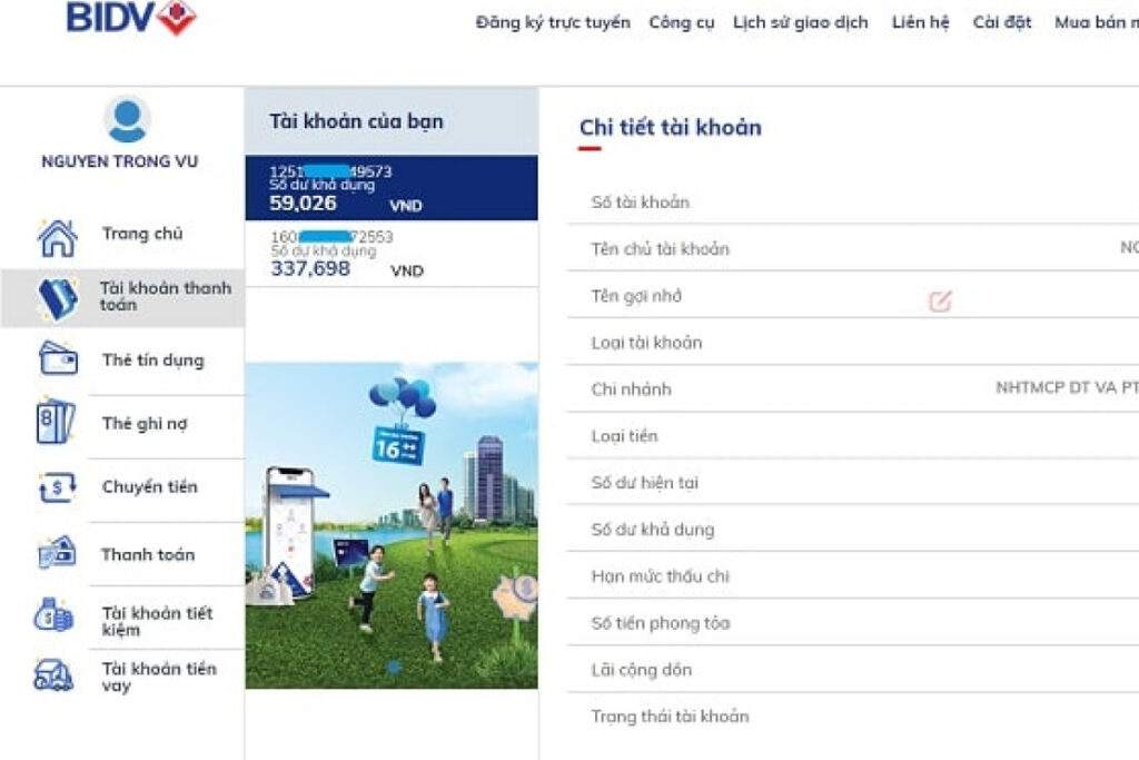 Hướng dẫn cách tra cứu số tài khoản BIDV online