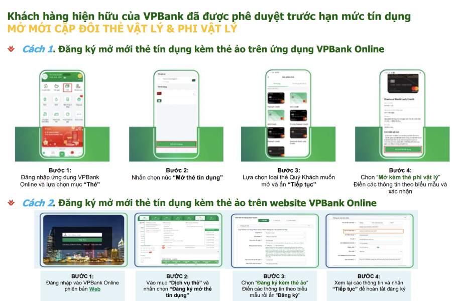 Hướng dẫn mở thẻ ghi nợ phi vật lý VPBank online khi chưa có thẻ vật lý