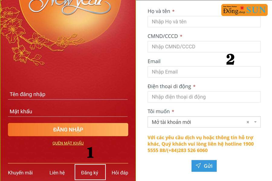 Đăng ký internet banking trên mBanking
